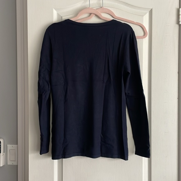 V neck long sleeved navy blue sweater. - Picture 4 of 5